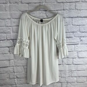 Win Win Off The Shoulder Stretch Boho Feminine Tunic Top Size Large/X-Large